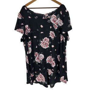 Torrid Floral Flutter Sleeve Scoop Neck Hi Low Georgette Blouse Women’s Size 3X